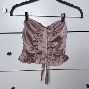 SHEIN Mauve Satin Ruched Top